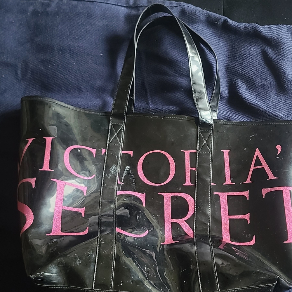 Victoria's Secret Black and Pink Tote Bag